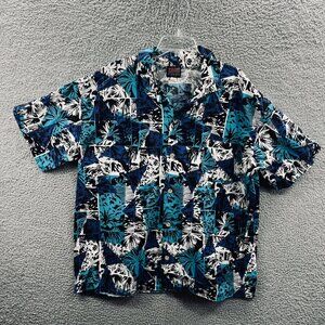 Krazy Klothes LTD Mens Aloha Shirt Extra Large Blue Hawaiian Button Front Pocket